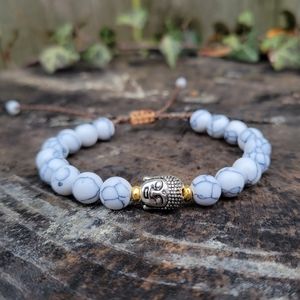 Adjustable White Howlite Stone Bracelet
